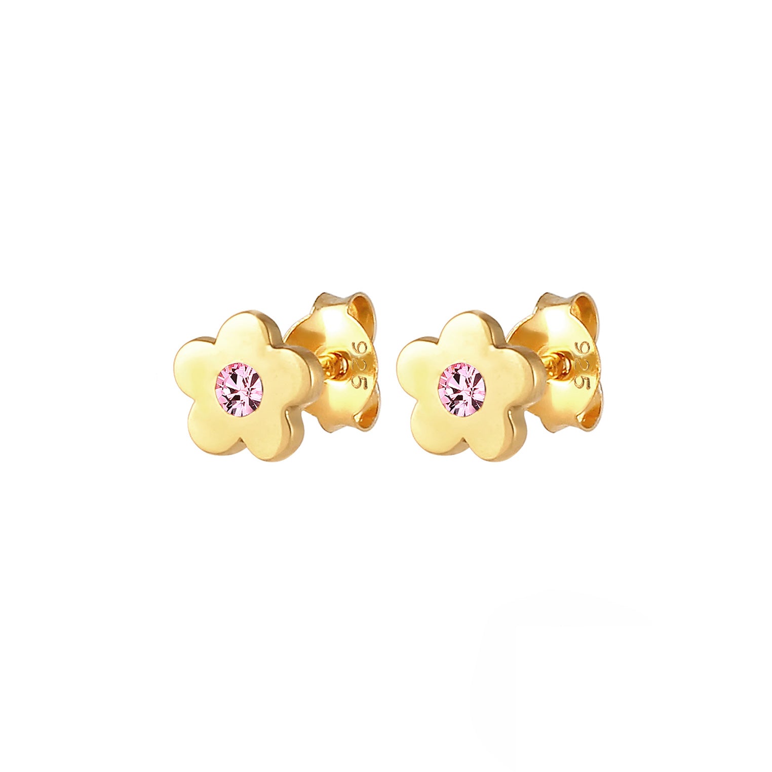 Rosa - Elli | Ohrstecker Blume | Kristall (Rosa) | 925er Sterling Silber Vergoldet