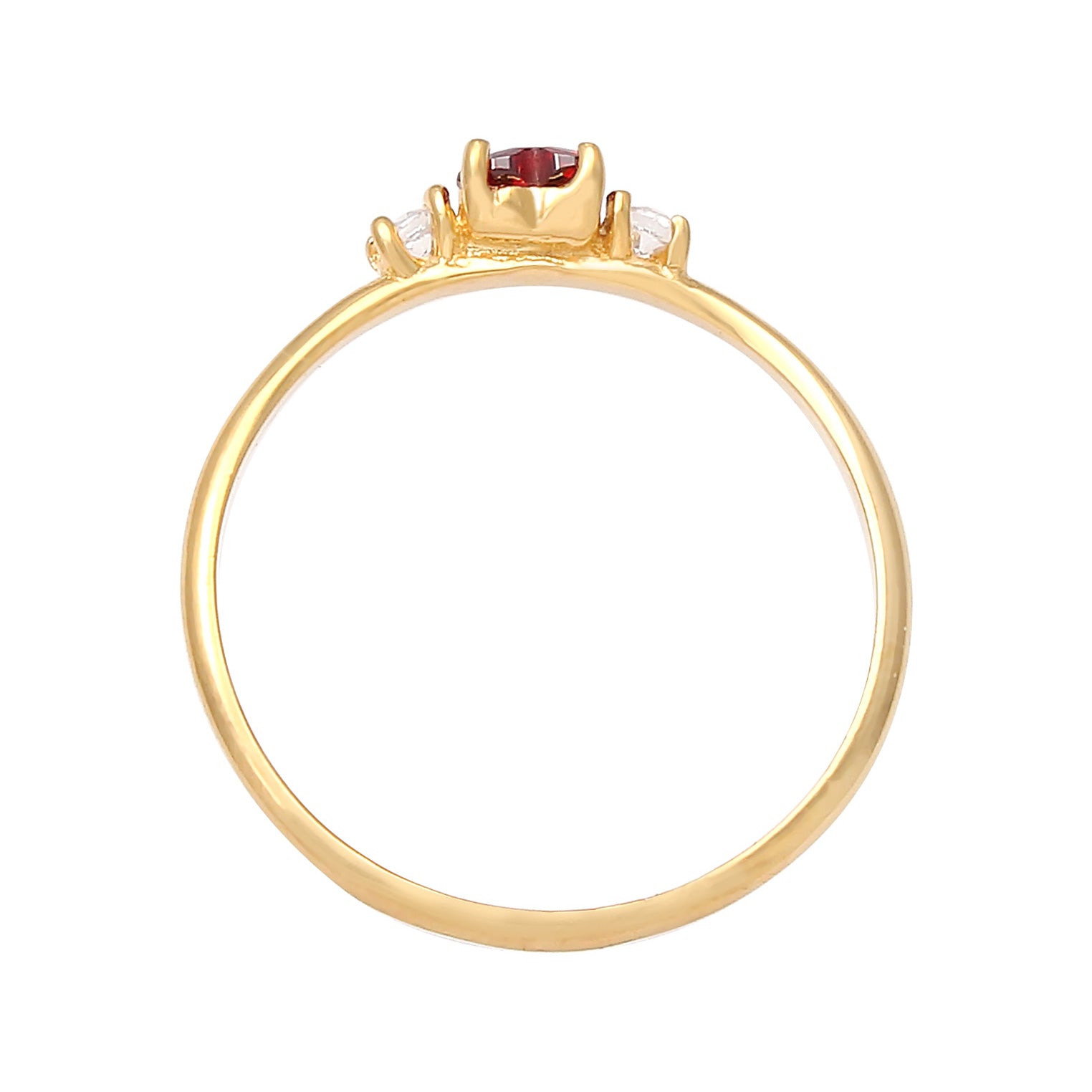 Gold - Elli | Ring Herz | Zirkonia ( Rot ) | 925 Sterling Silber vergoldet