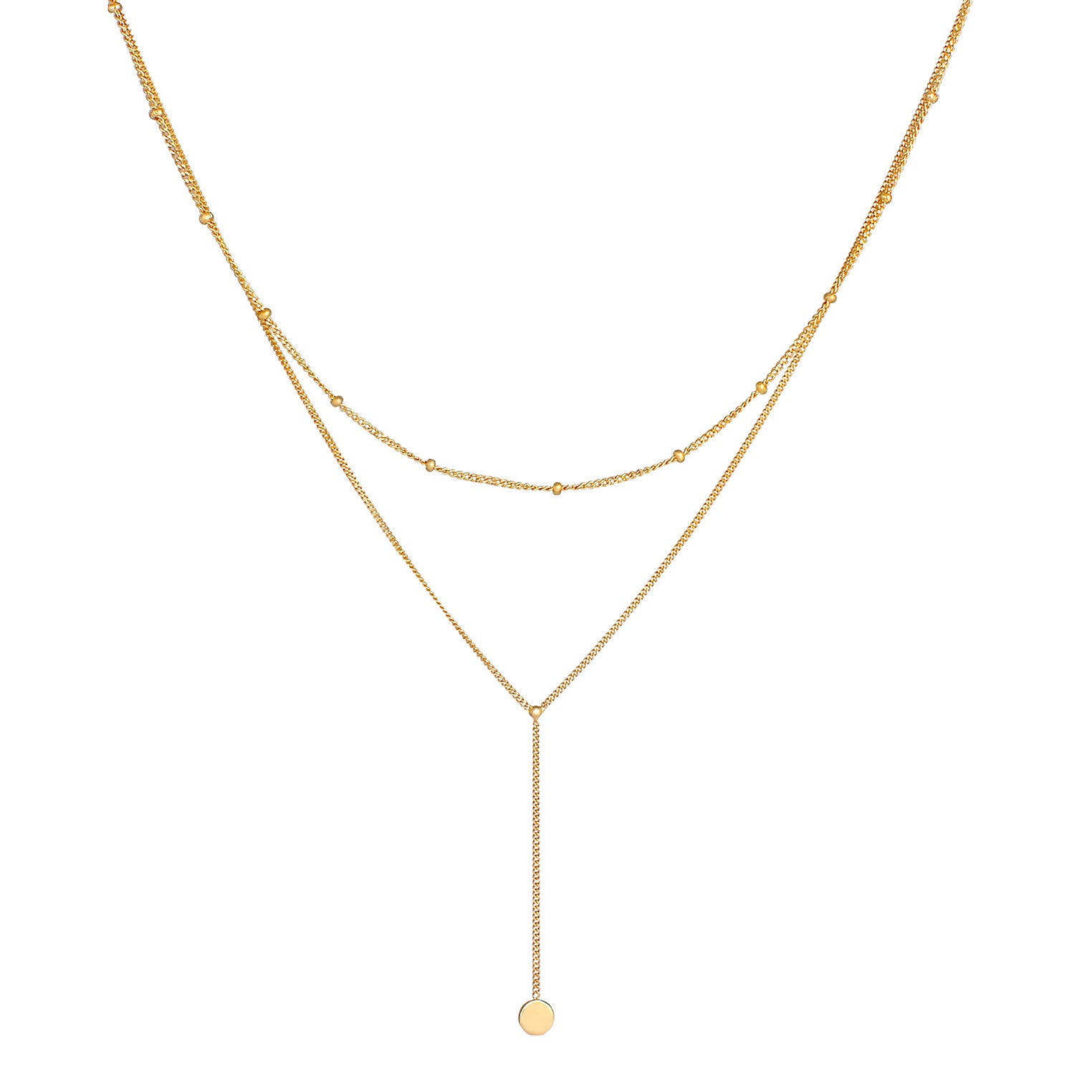 Gold - Elli | Layer-Halskette Basic | 925 Sterling Silber vergoldet