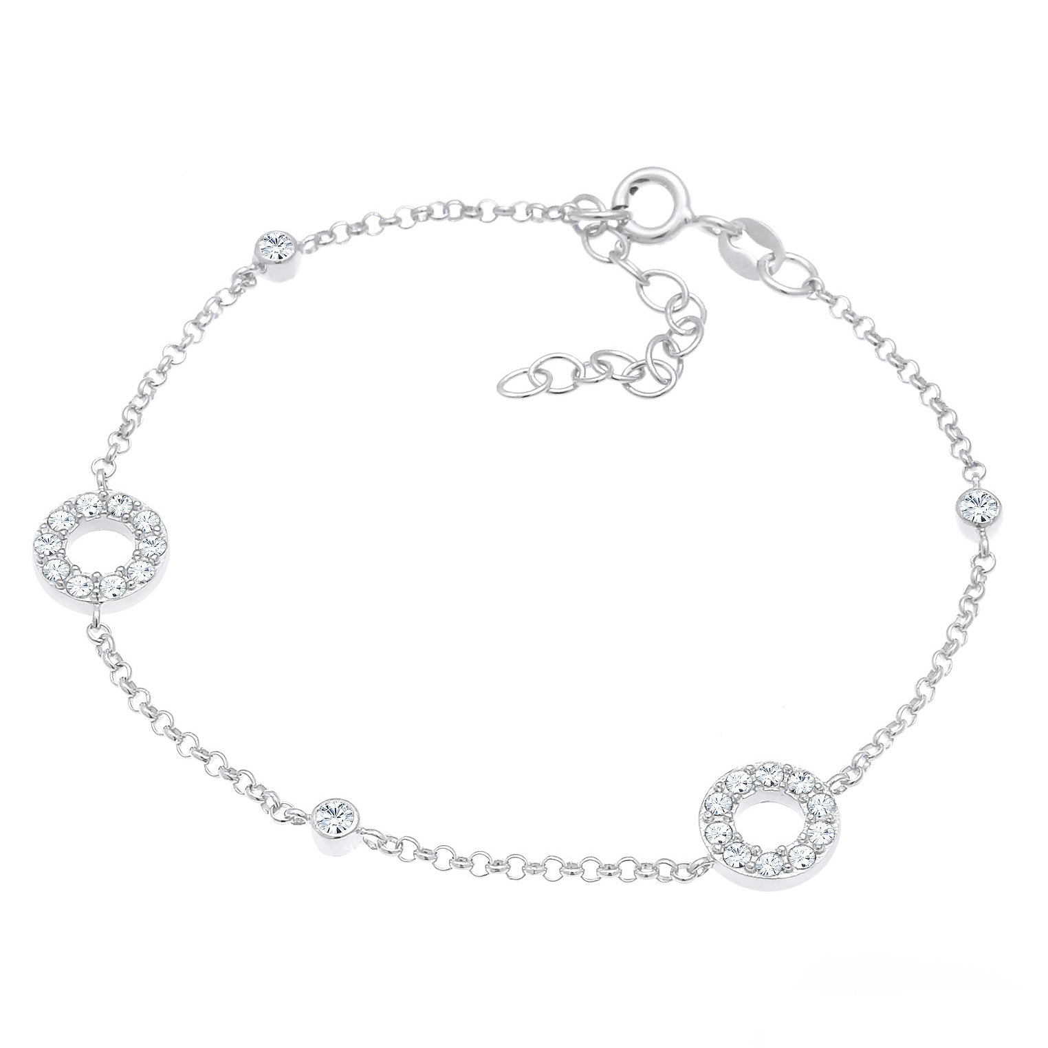 Silber - Elli | Armband Kreis | Kristall ( Weiß ) | 925er Sterling Silber