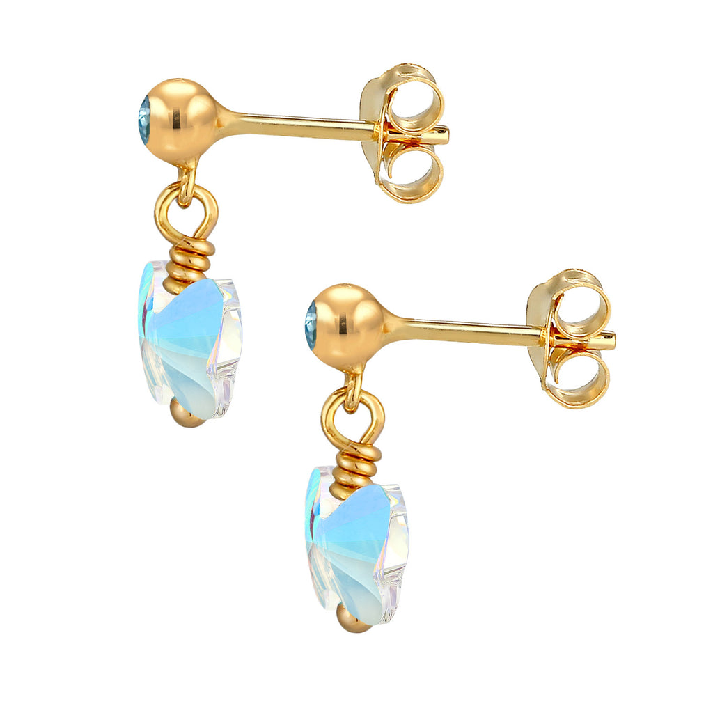 Blau - Elli | Ohrring Schmetterling | Kristall ( Weiß ) | 925 Sterling Silber vergoldet