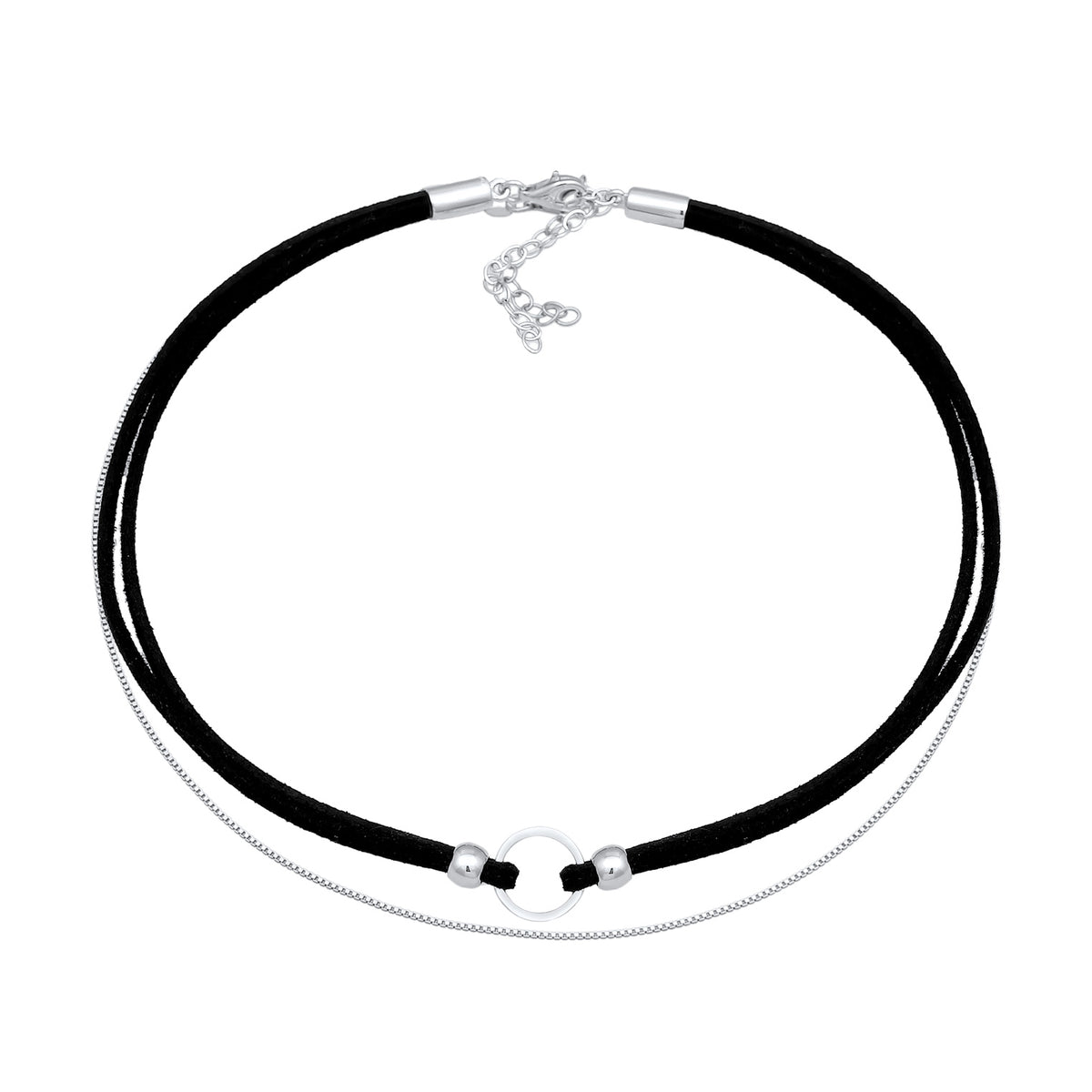 Silber - Elli | Choker Kreis | Kunstleder | 925er Sterling Silber