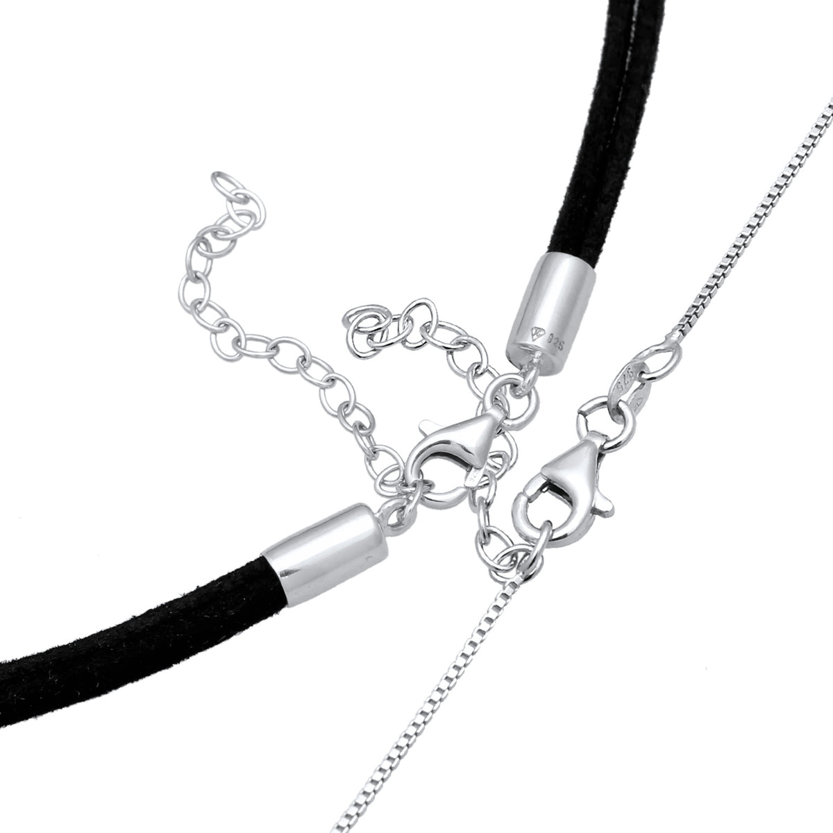 Silber - Elli | Choker Kreis | Kunstleder | 925er Sterling Silber