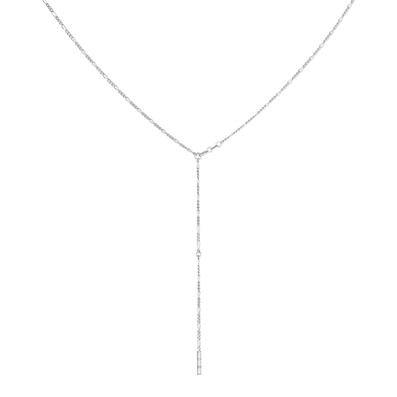 Silber - Elli PREMIUM | Figaro-Y-Halskette | Topas ( Weiß ) | 925er Sterling Silber