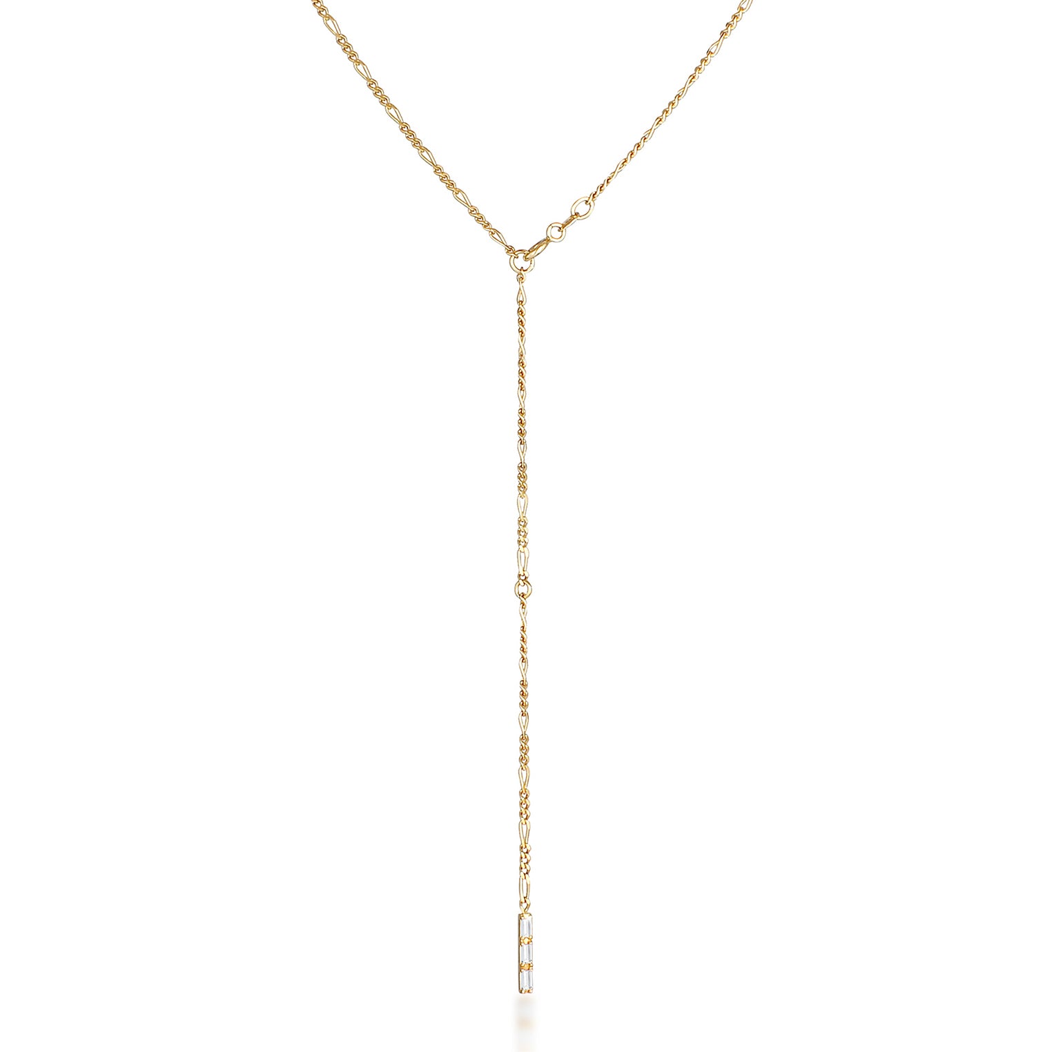 Gold - Elli PREMIUM | Figaro-Y-Halskette | Topas ( Weiß ) | 925 Sterling Silber vergoldet