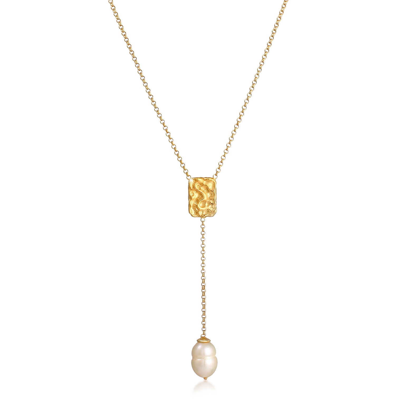 Gold - Elli PREMIUM | Y-Halskette | Süßwasserperle | 925 Sterling Silber vergoldet