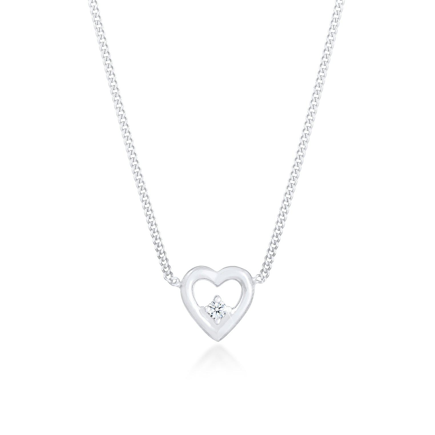Silber - Elli DIAMONDS | Halskette Herz Basic| Diamant (Weiß, 0,03 ct) | 925er Sterling Silber