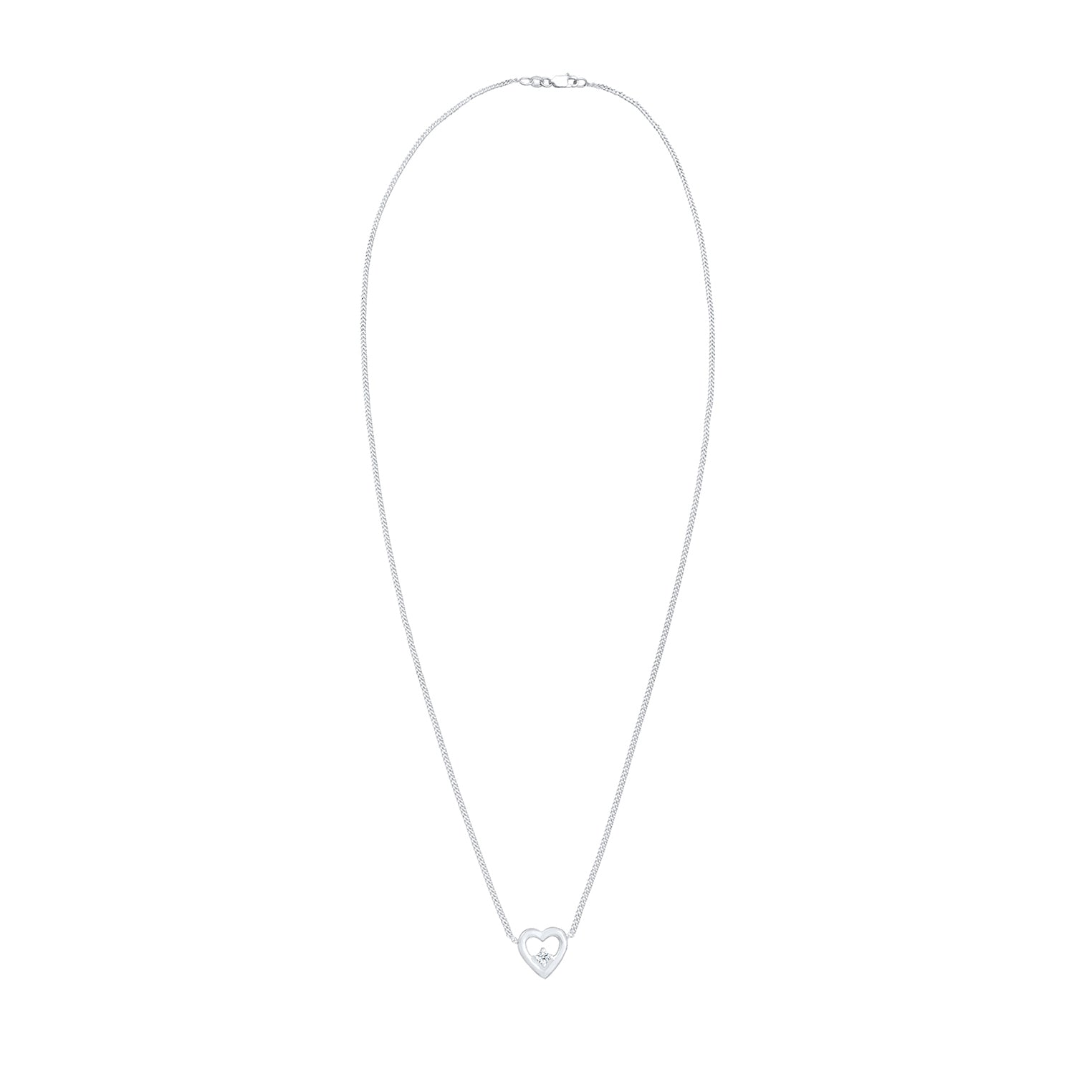 Silber - Elli DIAMONDS | Halskette Herz Basic| Diamant (Weiß, 0,03 ct) | 925er Sterling Silber