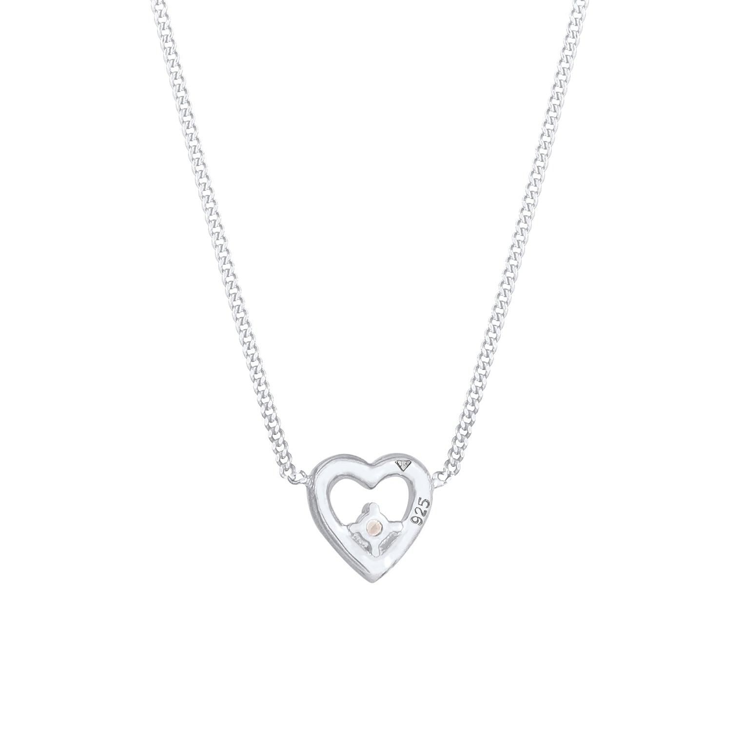 Silber - Elli DIAMONDS | Halskette Herz Basic| Diamant (Weiß, 0,03 ct) | 925er Sterling Silber