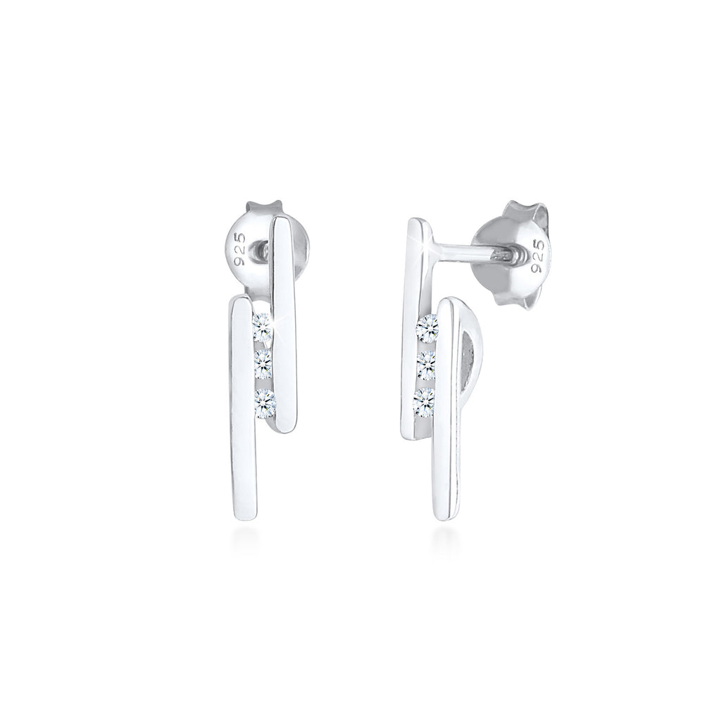 Silber - Elli DIAMONDS | Ohrstecker Geo | Diamant ( Weiß, 0,09 ct ) | 925er Sterling Silber