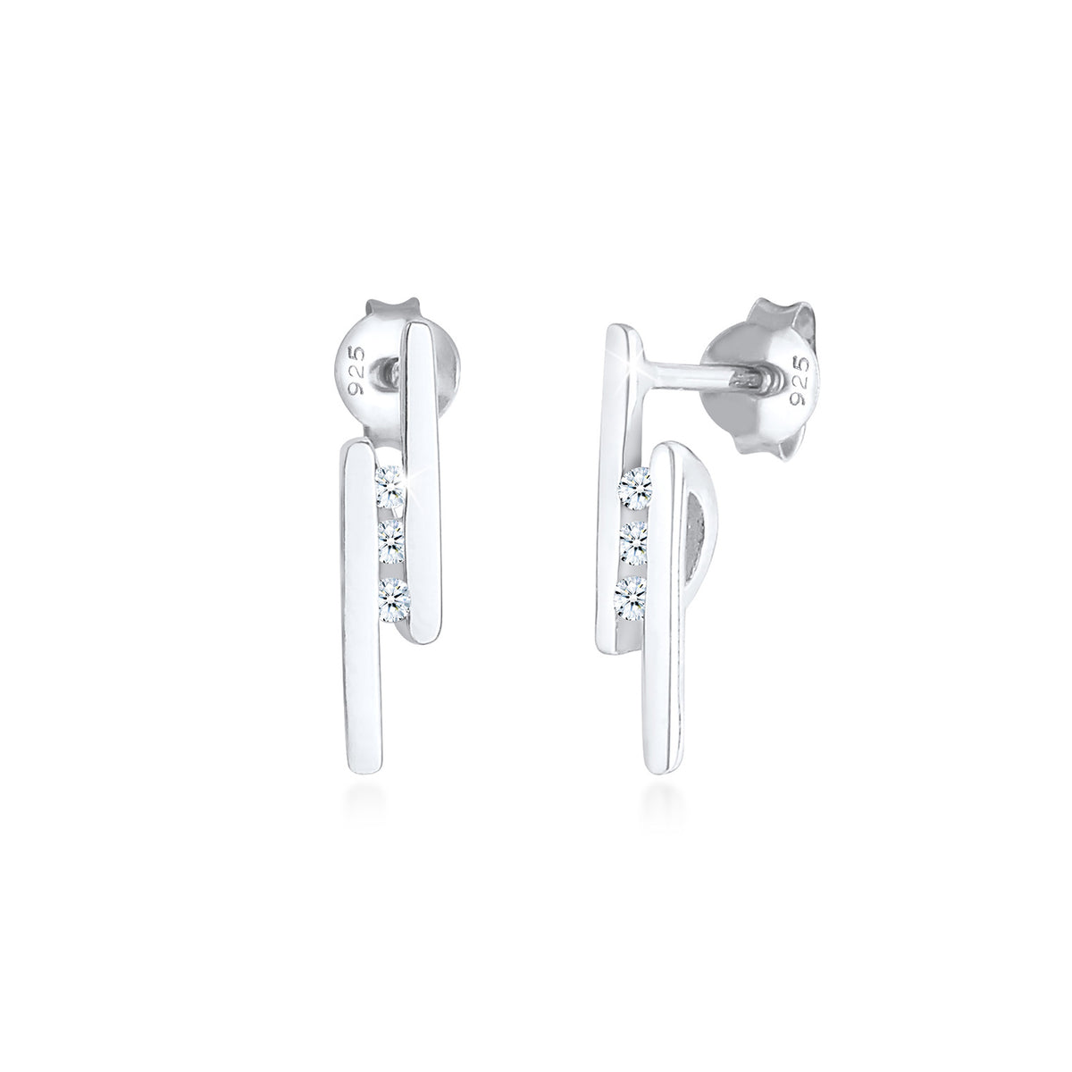 Silber - Elli DIAMONDS | Ohrstecker Geo | Diamant ( Weiß, 0,09 ct ) | 925er Sterling Silber
