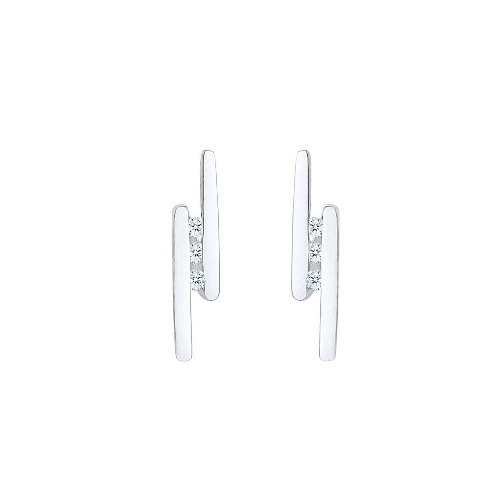 Silber - Elli DIAMONDS | Ohrstecker Geo | Diamant ( Weiß, 0,09 ct ) | 925er Sterling Silber
