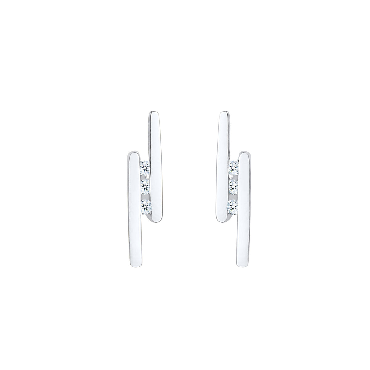 Silber - Elli DIAMONDS | Ohrstecker Geo | Diamant ( Weiß, 0,09 ct ) | 925er Sterling Silber