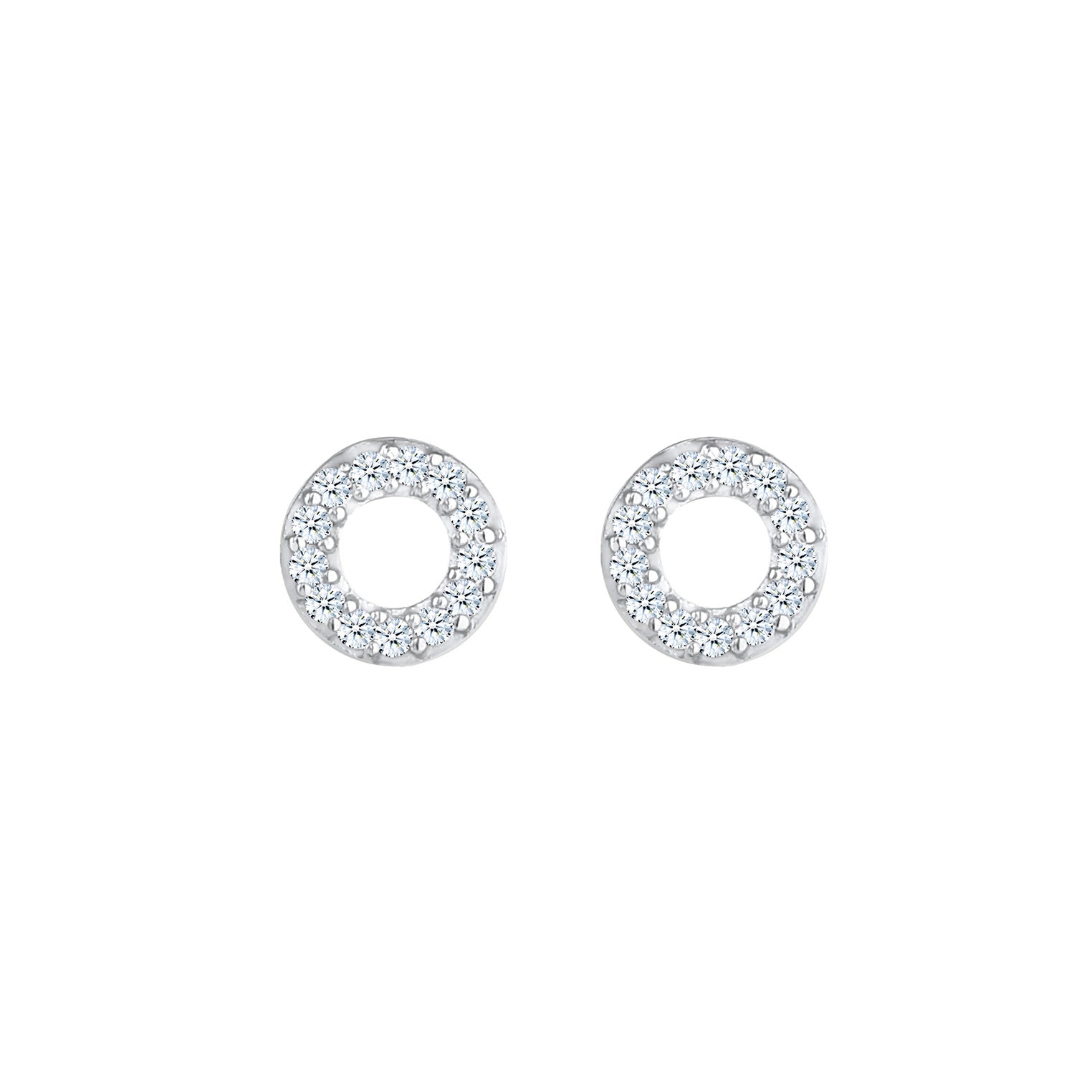 Silber - Elli DIAMONDS | Ohrstecker Kreis | Diamant ( Weiß, 0,13 ct ) | 925er Sterling Silber
