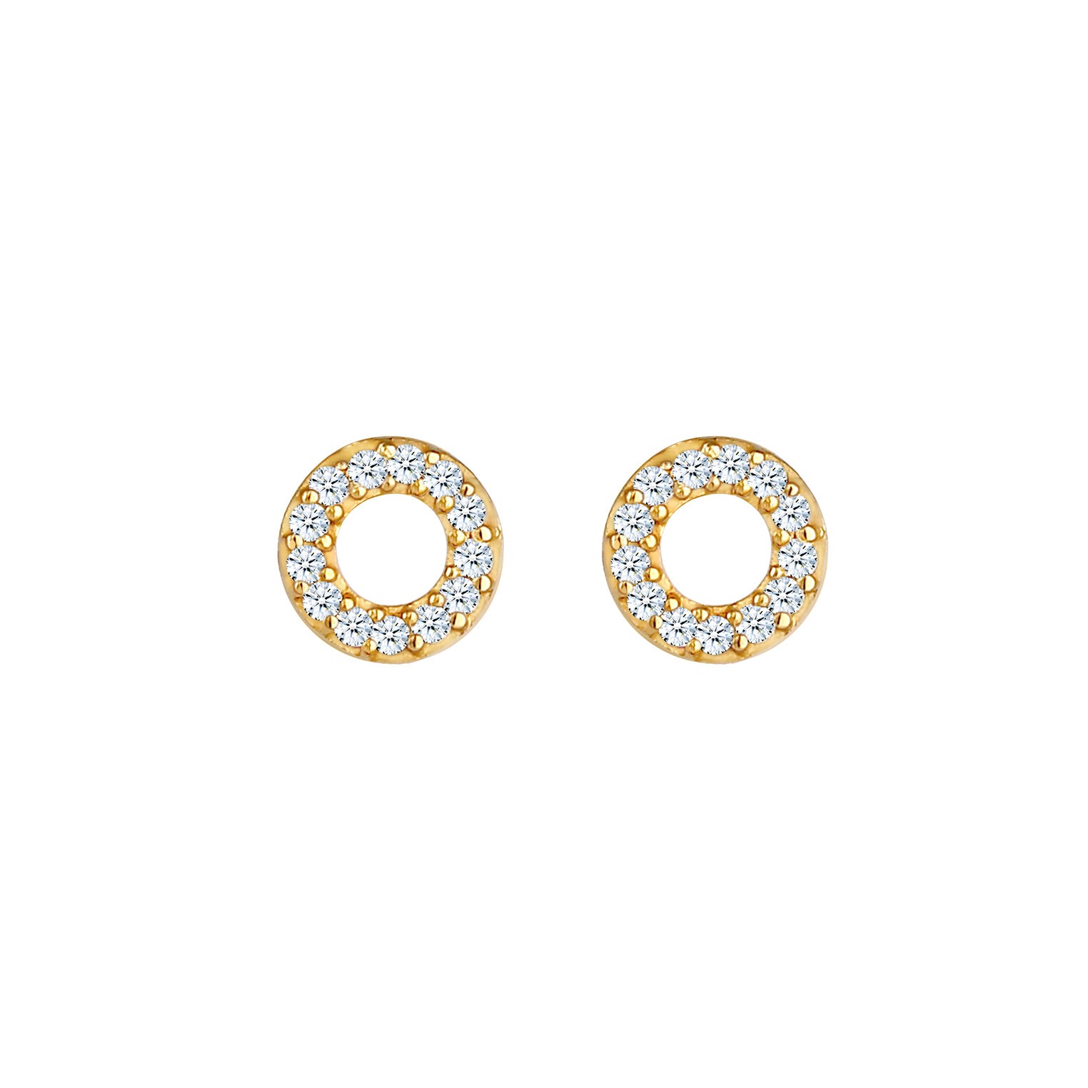 Gold - Elli DIAMONDS | Ohrstecker Kreis | Diamant ( Weiß, 0,13 ct ) | 925 Sterling Silber vergoldet