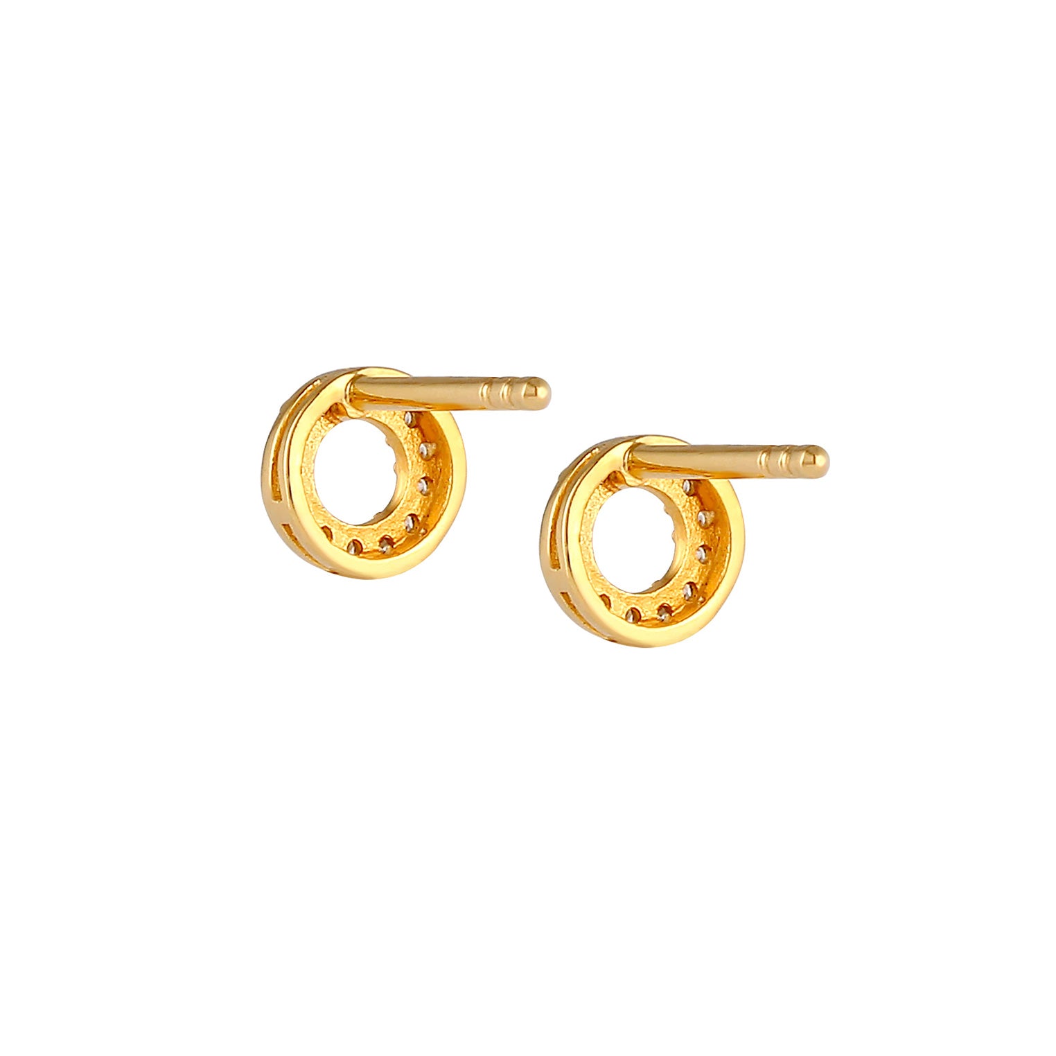 Gold - Elli DIAMONDS | Ohrstecker Kreis | Diamant ( Weiß, 0,13 ct ) | 925 Sterling Silber vergoldet