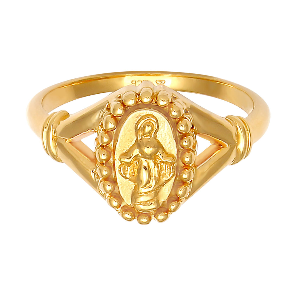 Gold - Elli | Ring Marienbild | 925 Sterling Silber vergoldet