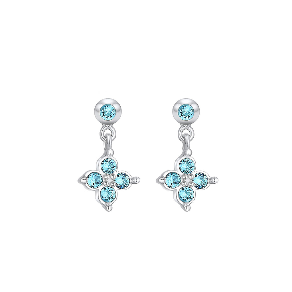 Blau - Elli | Ohrring Blume | Kristall ( Hellblau ) | 925er Sterling Silber