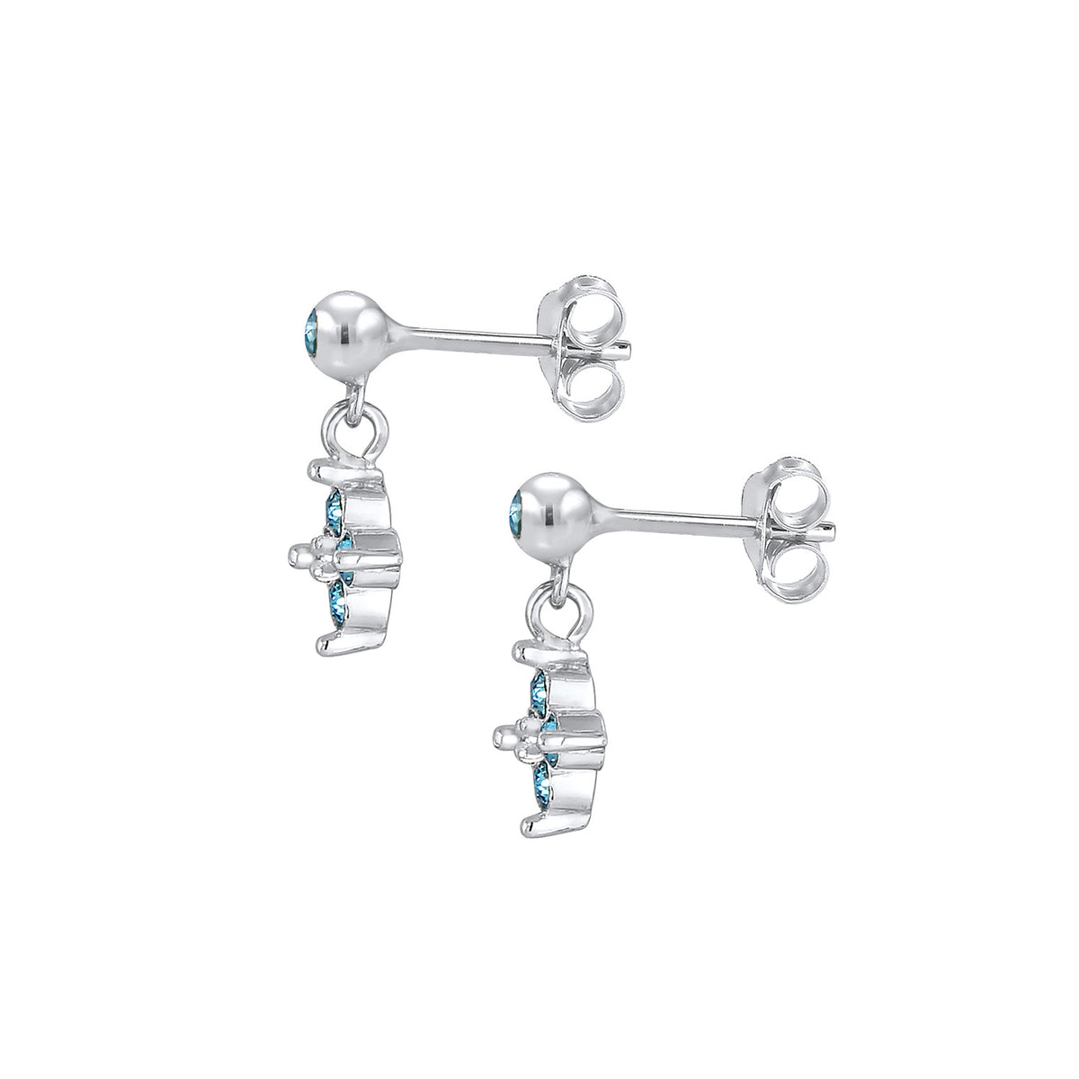 Blau - Elli | Ohrring Blume | Kristall ( Hellblau ) | 925er Sterling Silber