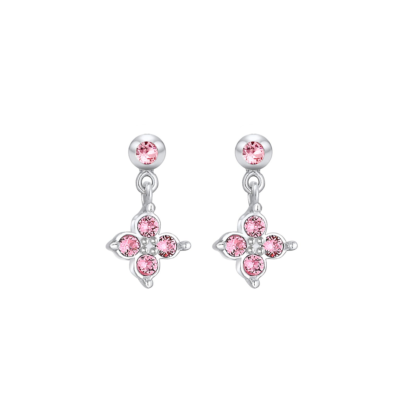 Rosa - Elli | Ohrring Blume | Kristall ( Rosa ) | 925er Sterling Silber