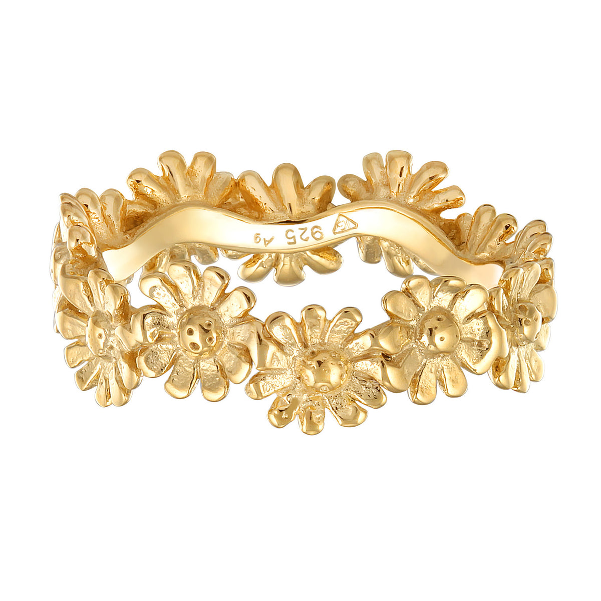 Gold - Elli | Ring Blume | 925 Sterling Silber vergoldet