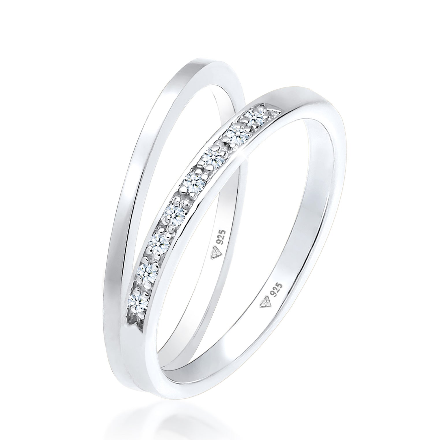 Silber - Elli DIAMONDS | Bandring | Diamant ( Weiß, 0,04 ct ) | 925er Sterling Silber