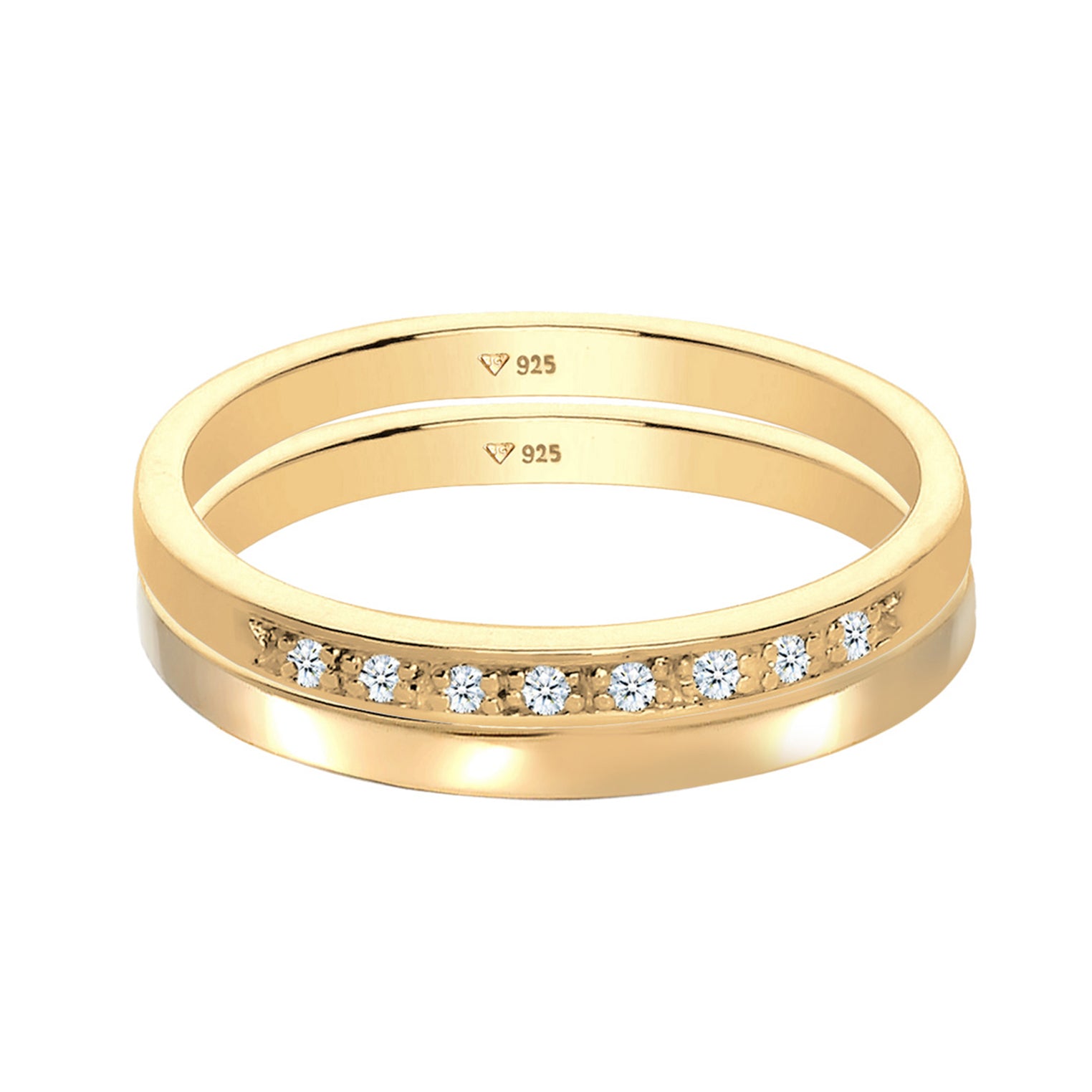 Gold - Elli DIAMONDS | Bandring | Diamant ( Weiß, 0,04 ct ) | 925 Sterling Silber vergoldet