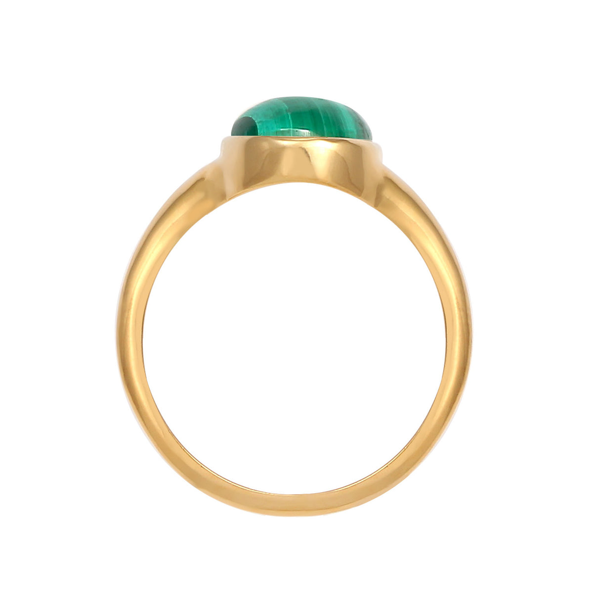 Gold - Elli PREMIUM | Siegelring | Malachit ( Grün ) | 925 Sterling Silber vergoldet