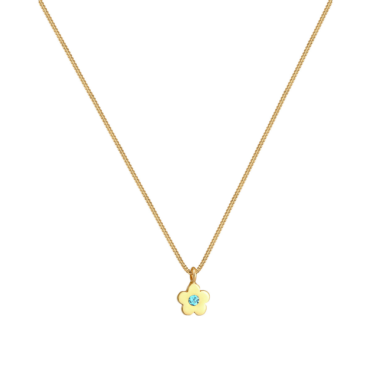 Gold - Elli | Halskette Blume | Mit Kristallen von Swarovski® (Hellblau) | 925 Sterling Silber vergoldet