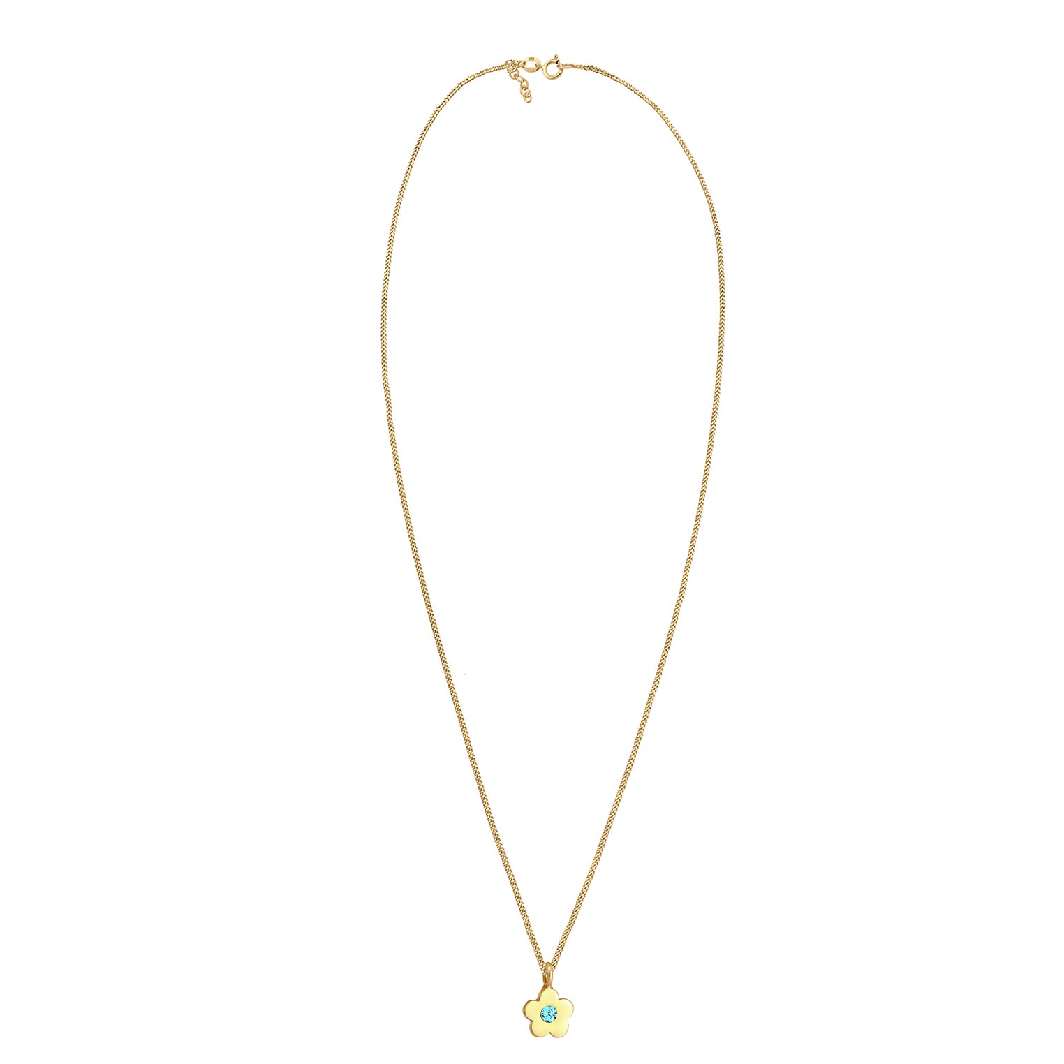 Gold - Elli | Halskette Blume | Kristall ( Hellblau ) | 925 Sterling Silber vergoldet