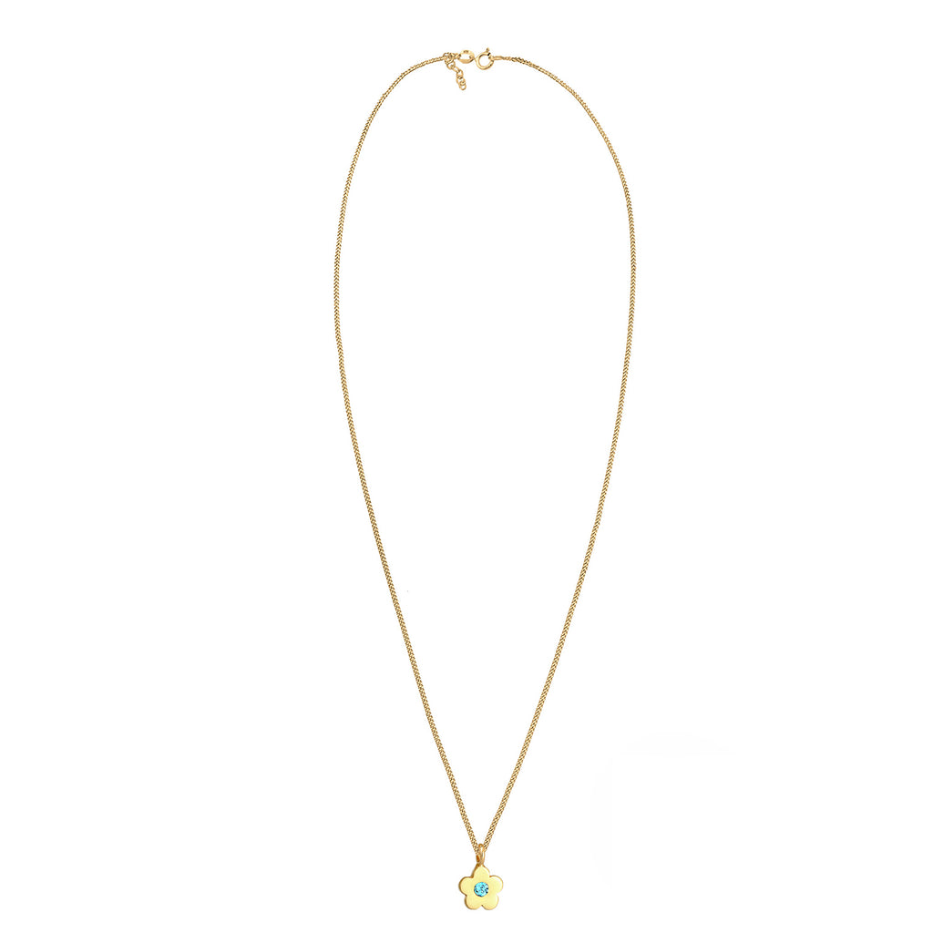 Gold - Elli | Halskette Blume | Mit Kristallen von Swarovski® (Hellblau) | 925 Sterling Silber vergoldet