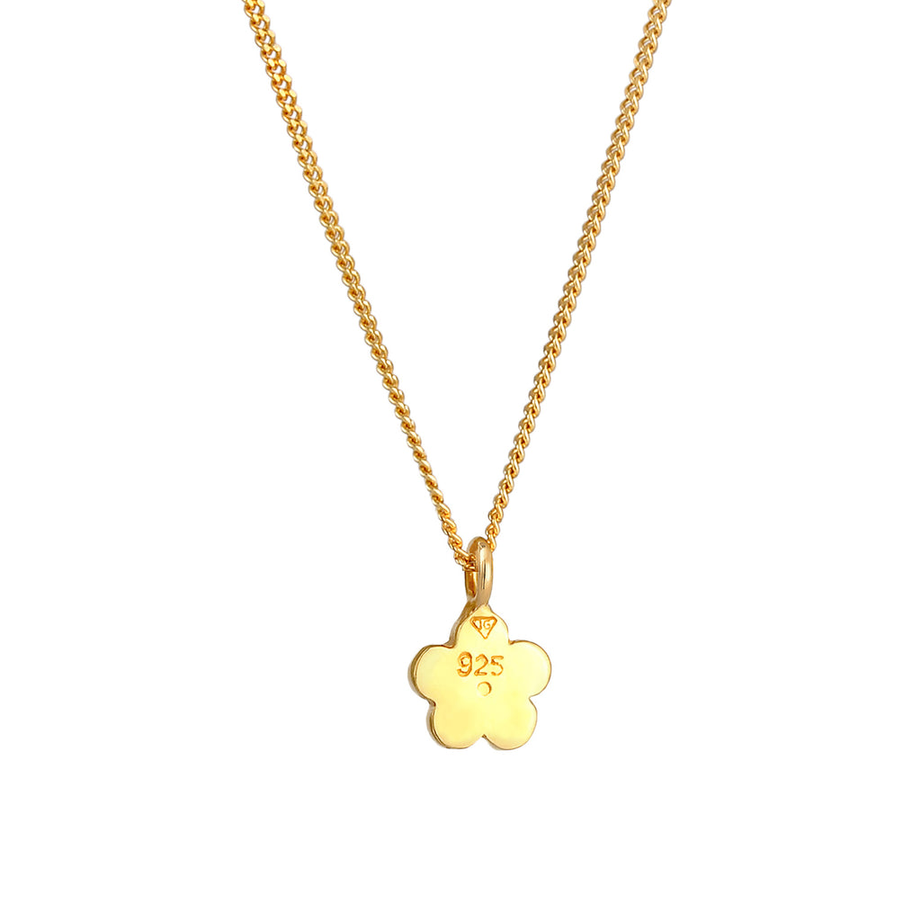 Gold - Elli | Halskette Blume | Mit Kristallen von Swarovski® (Hellblau) | 925 Sterling Silber vergoldet