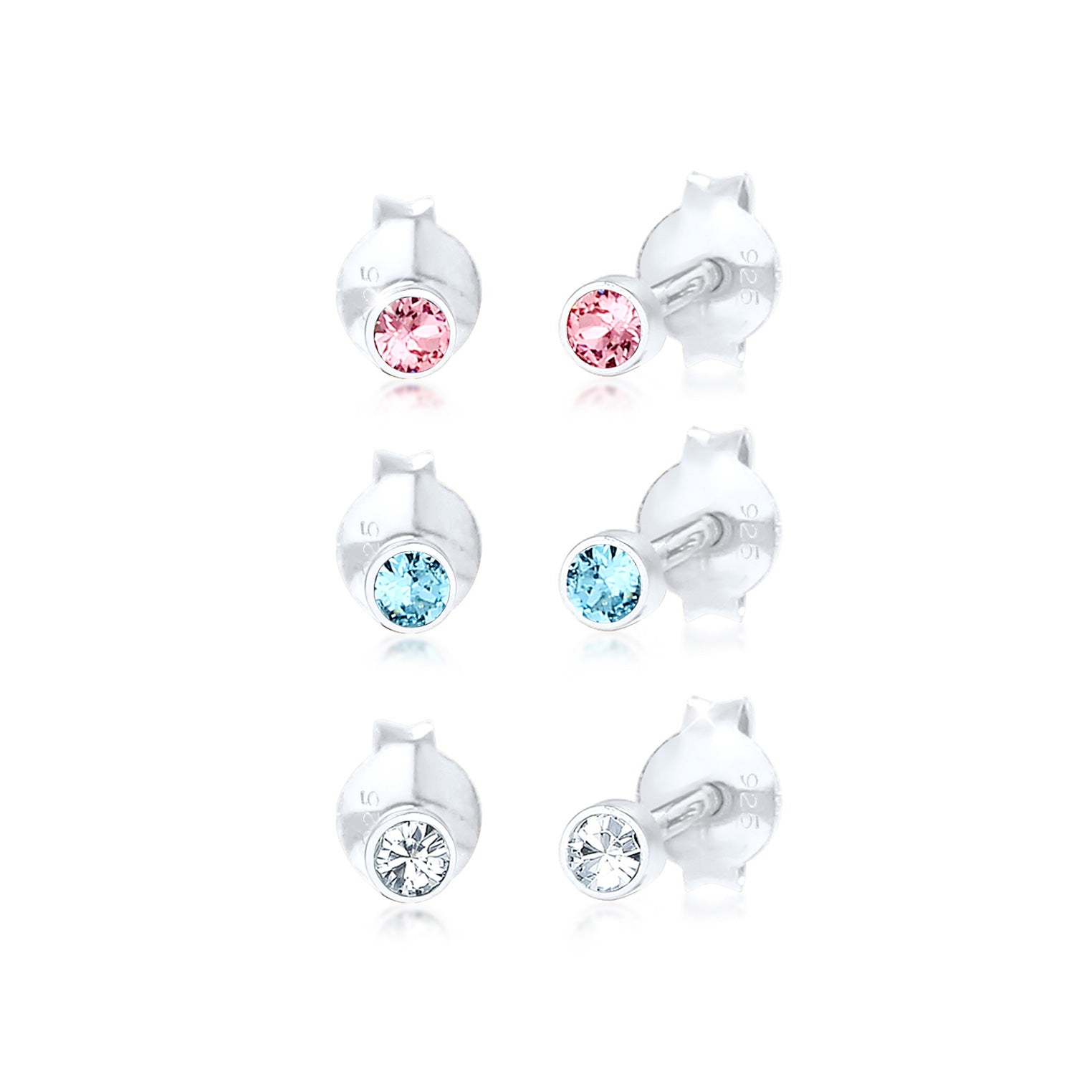 Silber - Elli | Ohrstecker | Mit Kristallen von Swarovski® (Hellblau) | 925er Sterling Silber
