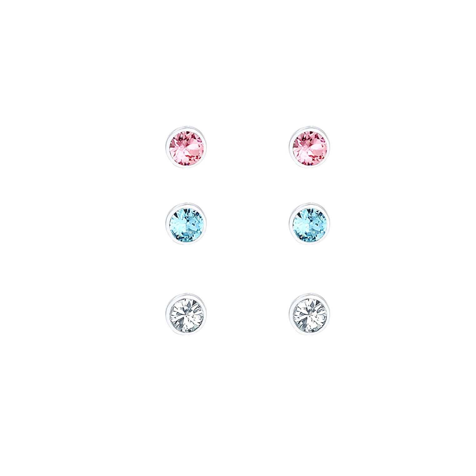 Silber - Elli | Ohrstecker | Mit Kristallen von Swarovski® (Hellblau) | 925er Sterling Silber