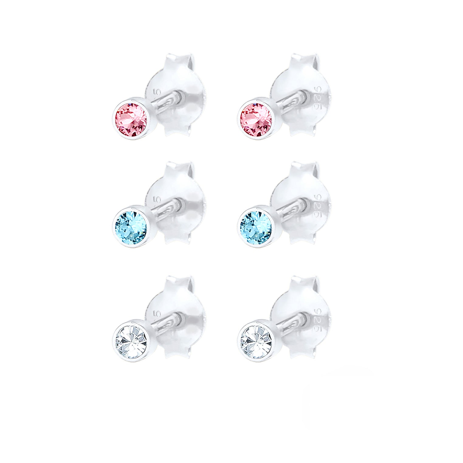 Silber - Elli | Ohrstecker | Mit Kristallen von Swarovski® (Hellblau) | 925er Sterling Silber