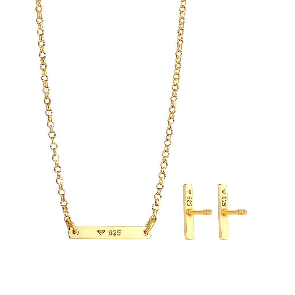 Gold - Elli | Schmuckset  Geo | 925 Sterling Silber vergoldet