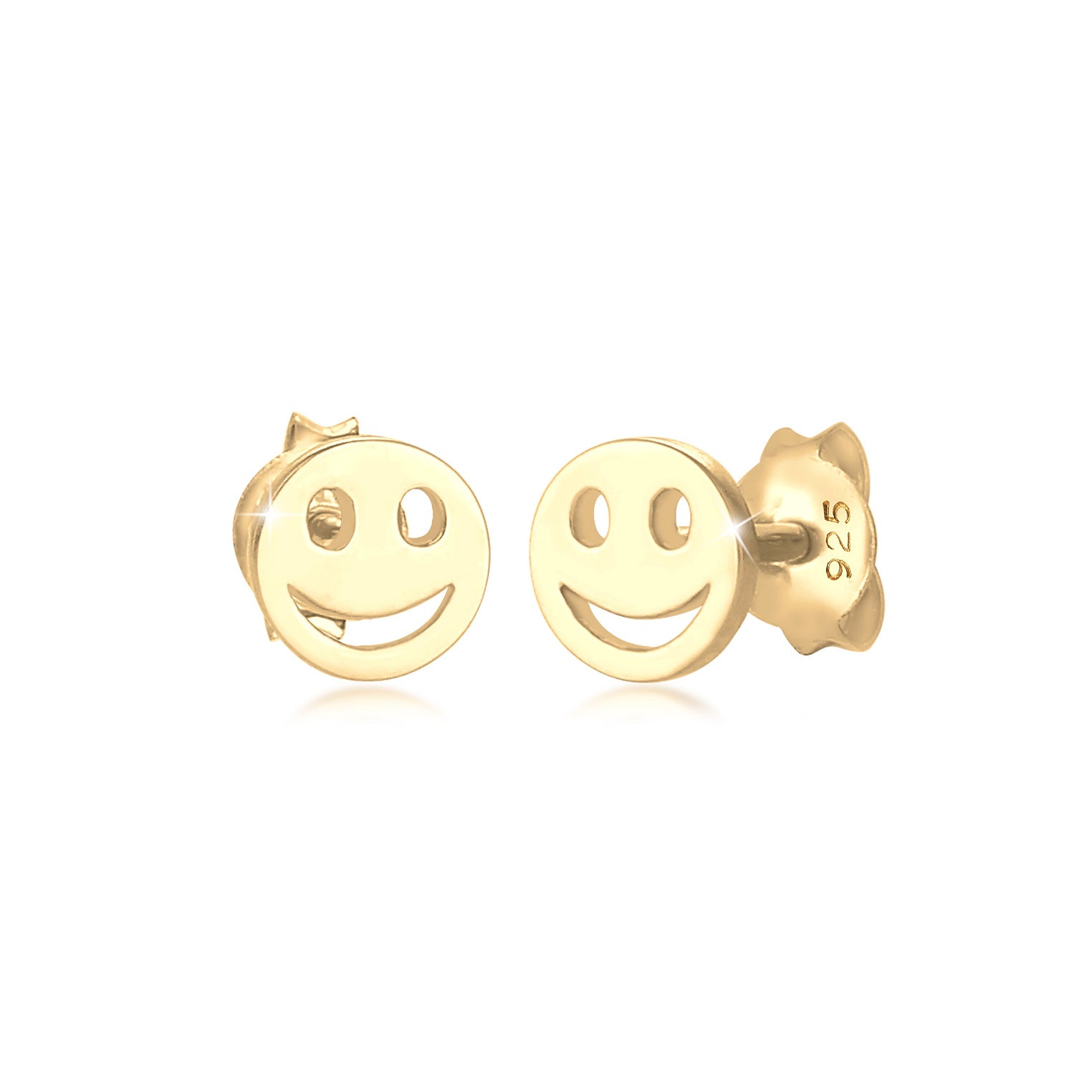 Gold - Elli | Ohrring mit Smiling Face | 925 Sterling Silber vergoldet