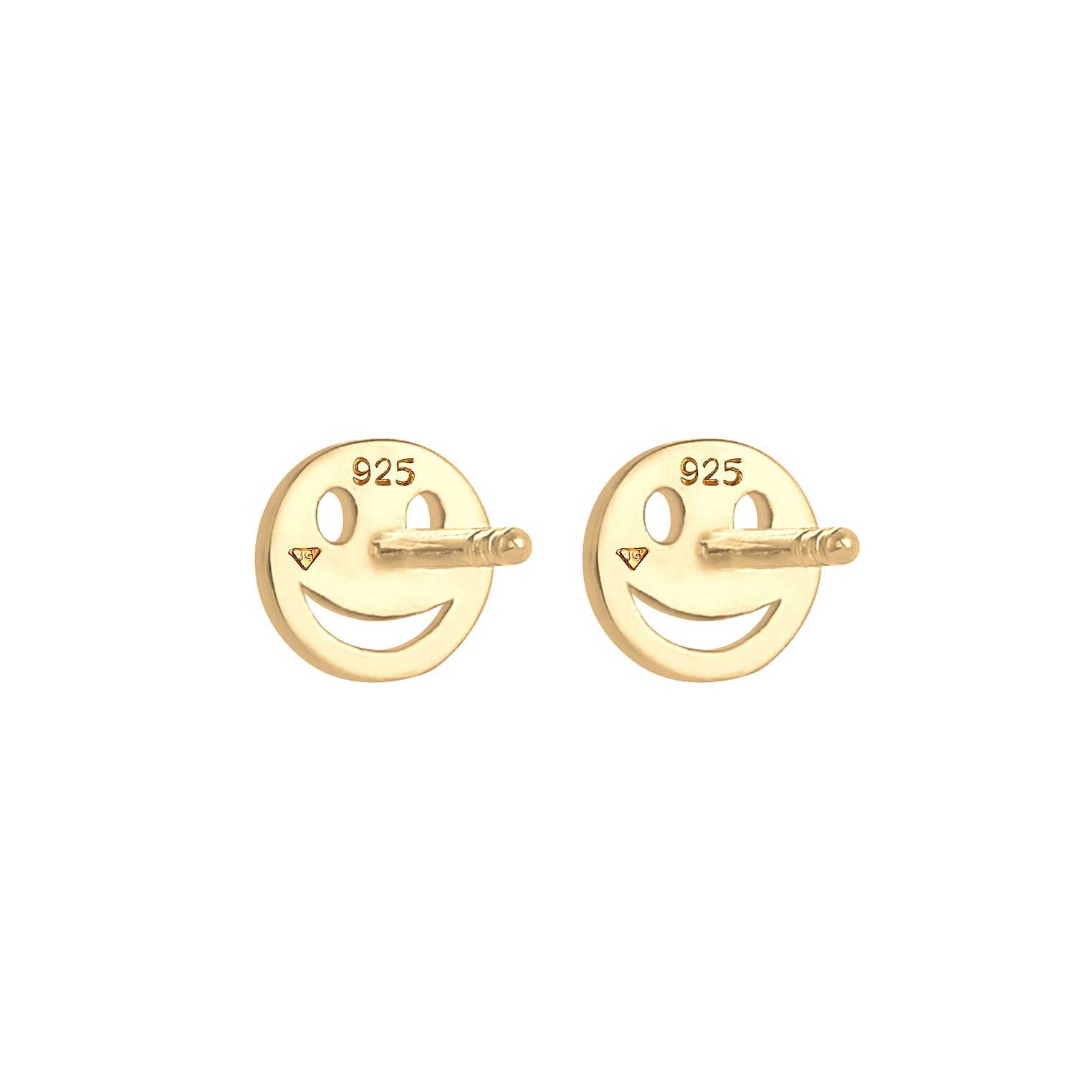 Gold - Elli | Ohrring Smile Emoji | 925 Sterling Silber vergoldet