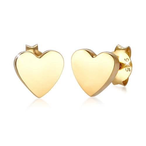Gold - Elli | Ohrring Herz | 925 Sterling Silber vergoldet
