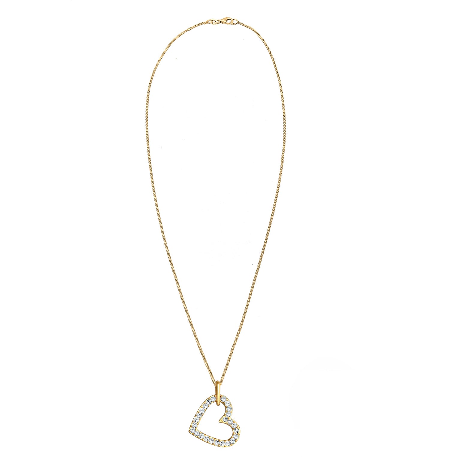 Gold - Elli | Halskette Herz Anhänger | Mit Kristallen von Swarovski® (Weiß) | 925 Sterling Silber vergoldet