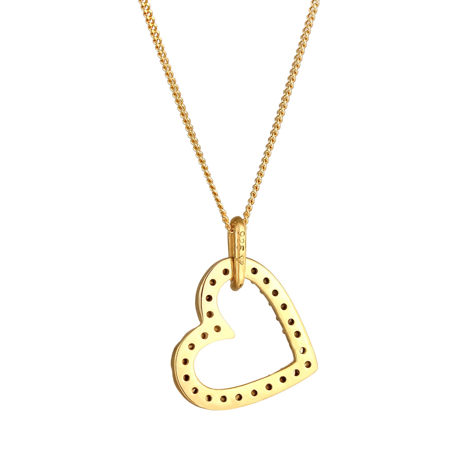 Gold - Elli | Halskette Herz Anhänger | Mit Kristallen von Swarovski® (Weiß) | 925 Sterling Silber vergoldet