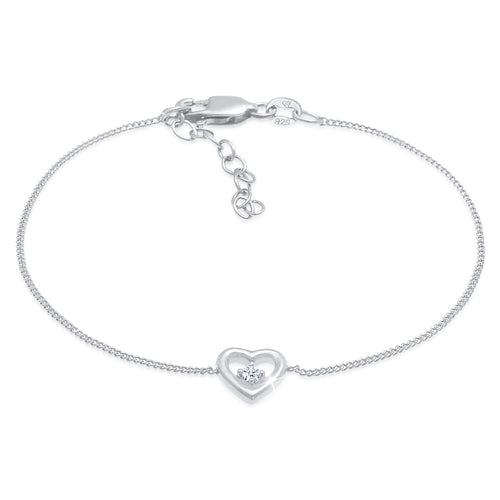 Silber - Elli DIAMONDS | Armband Herz | Diamant ( Weiß, 0,03 ct ) | 925er Sterling Silber
