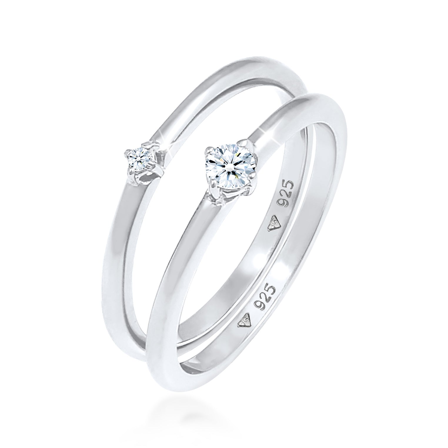 Silber - Elli DIAMONDS | Verlobungsring | Diamant ( Weiß, 0,125 ct ) | 925er Sterling Silber