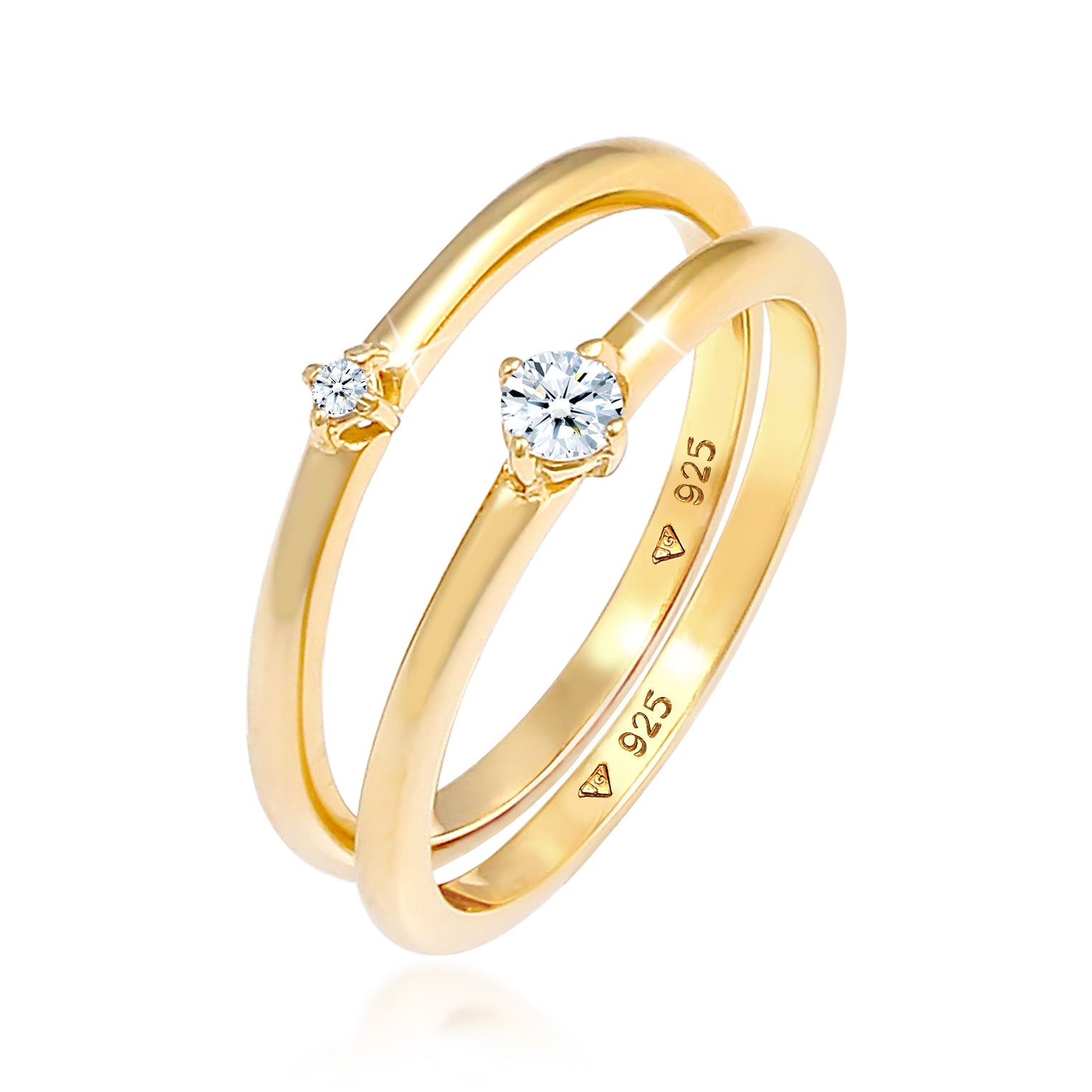 Gold - Elli DIAMONDS | Verlobungsring | Diamant ( Weiß, 0,125 ct ) | 925 Sterling Silber vergoldet