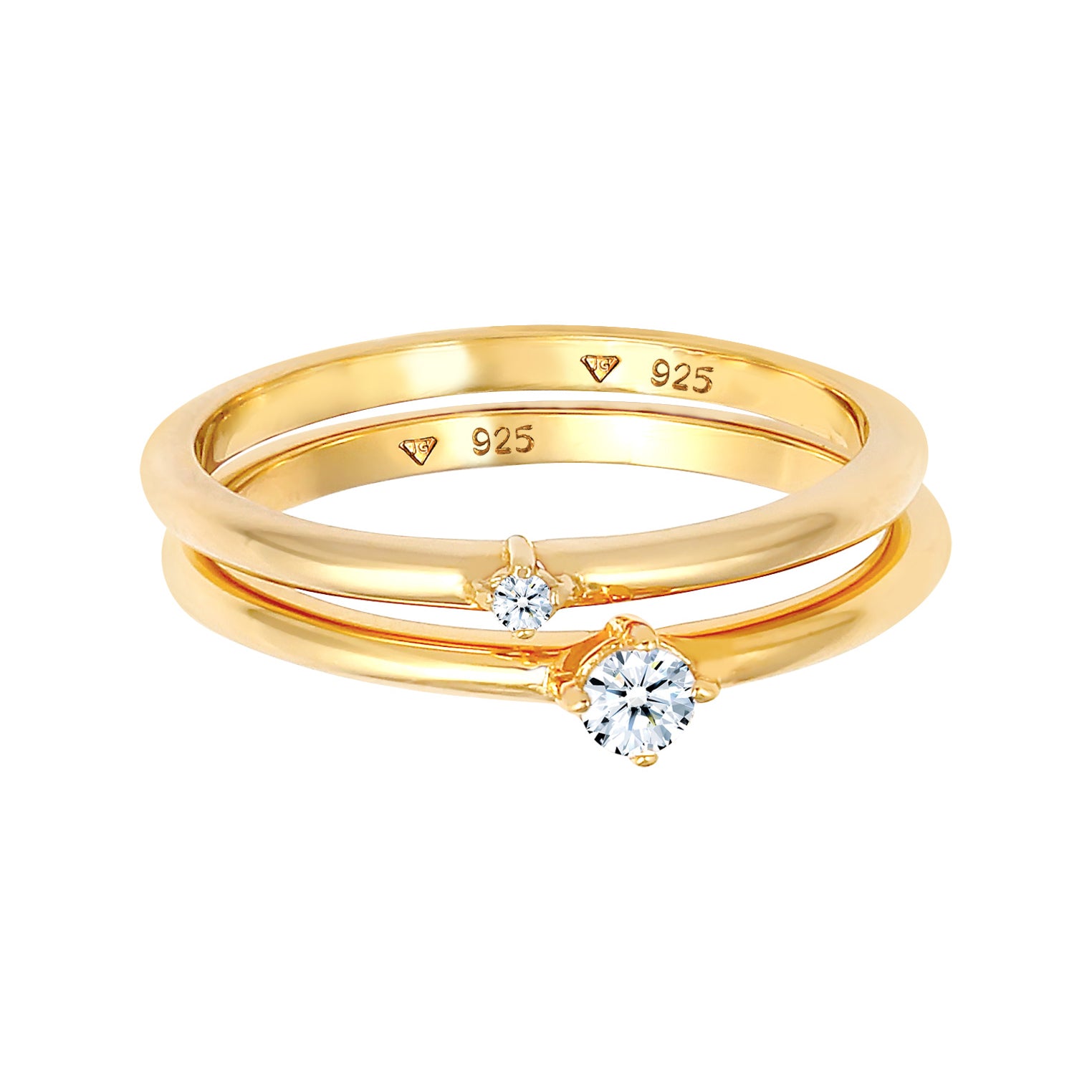 Gold - Elli DIAMONDS | Verlobungsring | Diamant ( Weiß, 0,125 ct ) | 925 Sterling Silber vergoldet