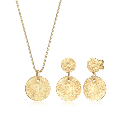 Gold - Elli | Venezianer-Schmuckset  Geo | 925 Sterling Silber vergoldet