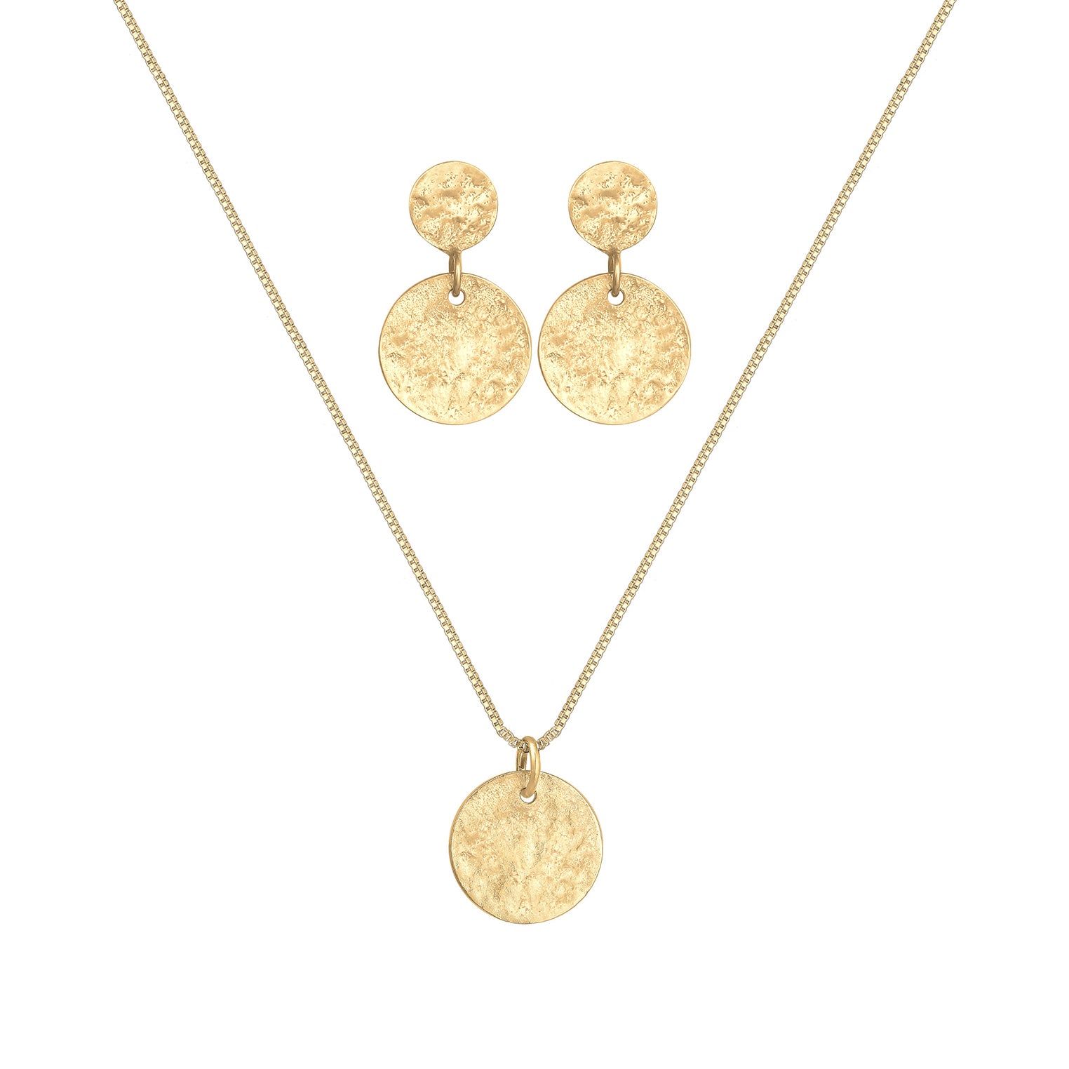 Gold - Elli | Venezianer-Schmuckset  Geo | 925 Sterling Silber vergoldet