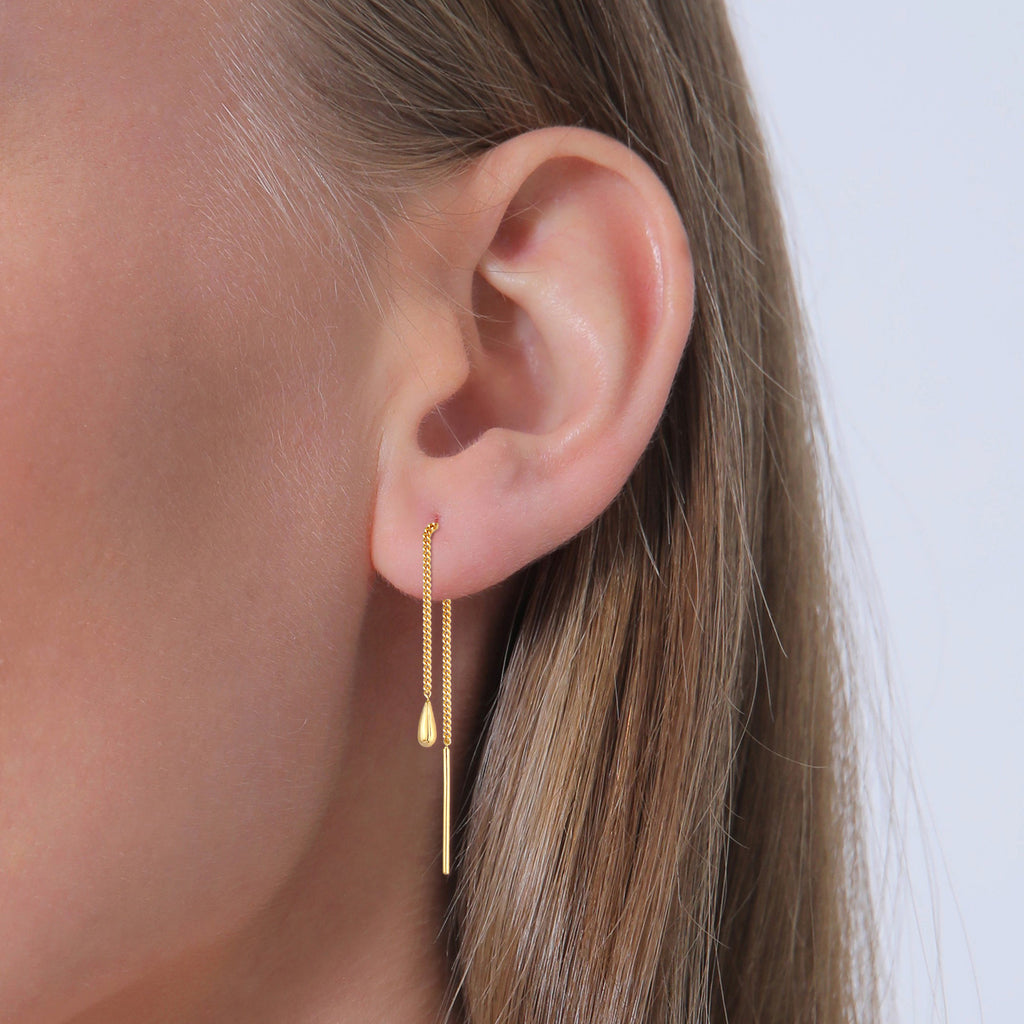 Gold - Elli PREMIUM | Ohrstecker Ear Chain | 375 Gelbgold