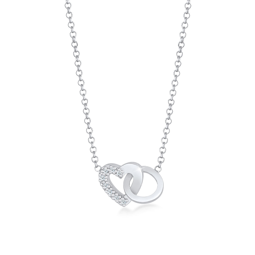 Silber - Elli DIAMONDS | Halskette Herz | Diamant (Weiß, 0,04 ct) | 925er Sterling Silber