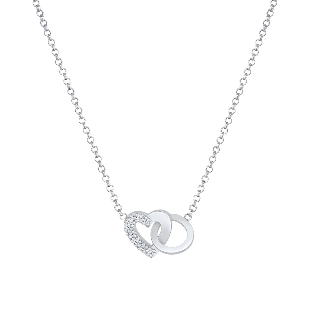Silber - Elli DIAMONDS | Halskette Herz | Diamant (Weiß, 0,04 ct) | 925er Sterling Silber